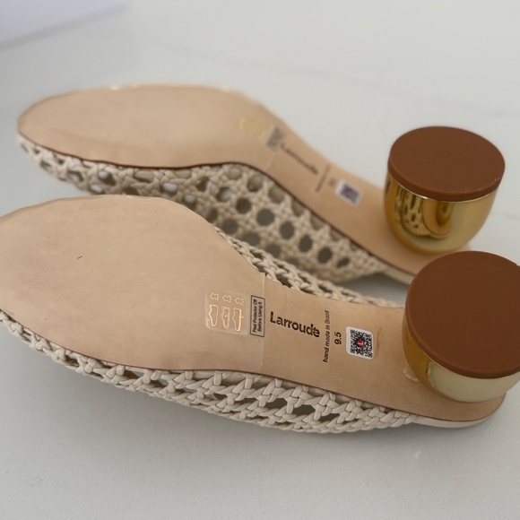 Larroude Dew Drop Macreme Mule in Ivory Leather with Gold Heel 9.5 New! - Picture 8 of 10